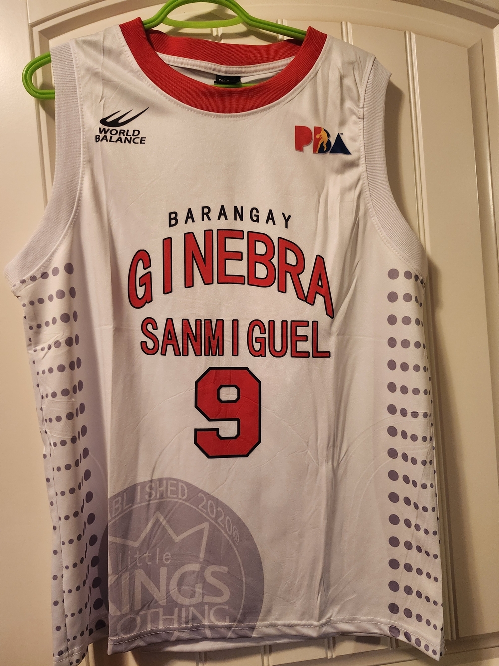 Barangay Ginebra San Miguel #9 White Red Basketball Jersey